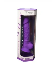 Silexd - Silikon Dildo med Pung - Model 1 - 7" - Lilla - Bilde 8