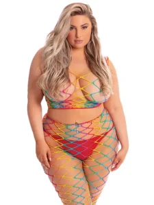 Pink Lipstick - Rainbow Stockings - Queen Size - Bilde 6