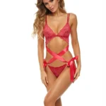 Rene Rofe - Love status - Undertøysett med sløyfe - Rødt