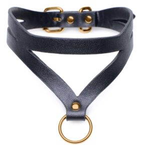 Master Series - Bondage Baddie Collar With O-ring  - Sort/Gull