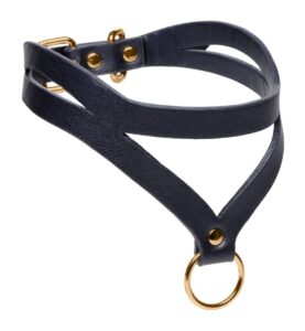 Master Series - Bondage Baddie Collar With O-ring  - Sort/Gull