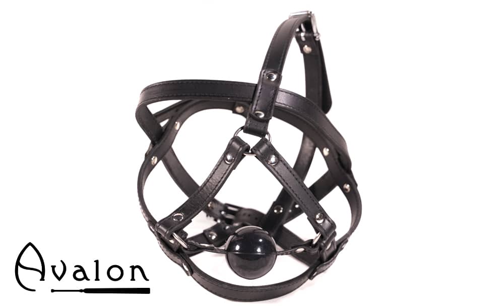 Avalon - TRAPPED - Hodeharness i lær med gag Avalon - TRAPPED - Hodeharness i lær med gag