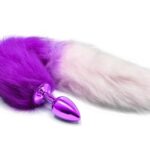 BQS - Buttplug med lilla plugg og gradert lilla og hvit hale 