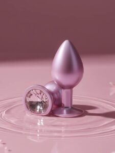 BQS - Rosa buttplug med rosa krystall - Small - Bilde 2