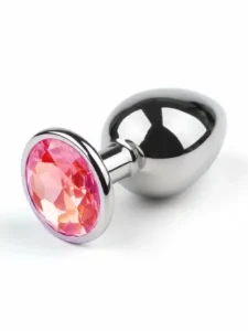 BQS - Buttplugg i metall med tofarget krystall - Oransje/Rosa