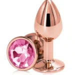 BQS - Rosegull Buttplugg med rosa krystall - Medium