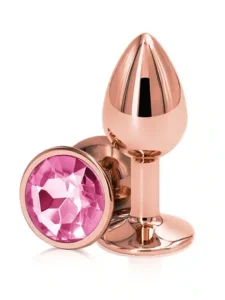 BQS - Rosegull Buttplugg med rosa krystall - Medium