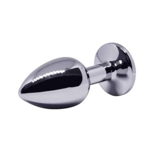 BQS - Buttplug i metall med Krystall - Blå - Small