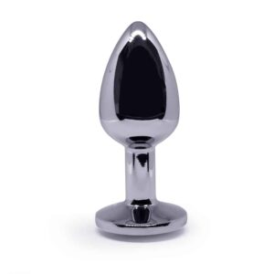 BQS - Buttplug i metall med Krystall - Blå - Small