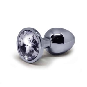BQS - Buttplug i metall med Krystall - Klar - Small
