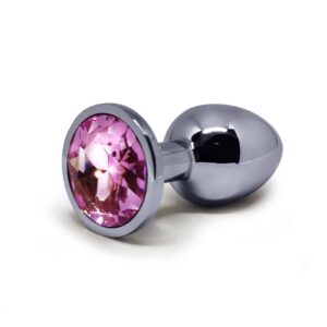 BQS - Buttplug i metall med Krystall - Rosa - Small