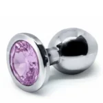 BQS - Buttplug i metall med Krystall - Lilla - Medium