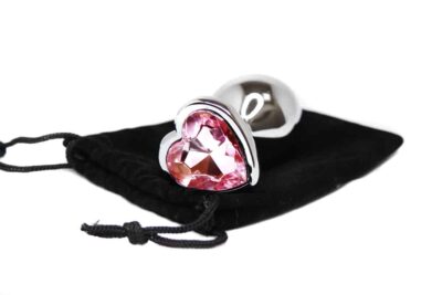 BQS - Buttplug med Hjertekrystall - Rosa - Medium
