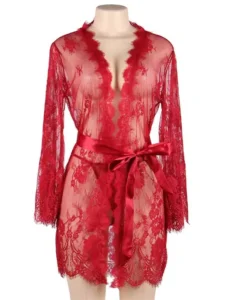 Gnist -  Luksuriøs Kimono - Blonder - Rød - Bilde 4