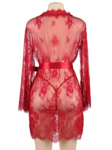 Gnist -  Luksuriøs Kimono - Blonder - Rød - Bilde 7