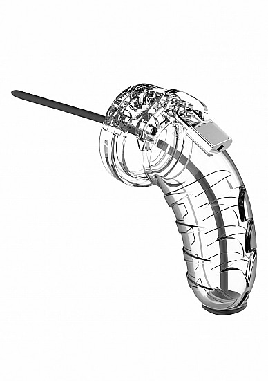Man Cage - Model 16 - Kuklås 4,5" med Penisplugg - Transparent