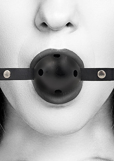 Ouch! Black & White - Ballgag med pustehull - Sort