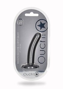 OUCH! - Smooth Silicone - Enkel dildo med sugekopp - Gun Metall