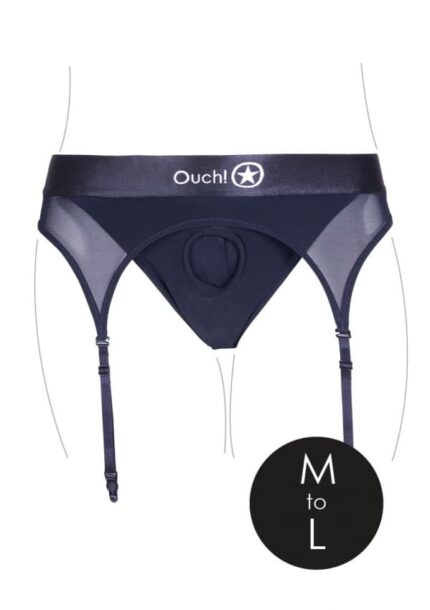 Ouch! Vibrating Strap-on Thong med Strømpebånd - M/L