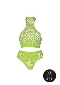 OUCH! - Glow in the dark - Todelt sett i stormasked netting - Grønn XL/4XL