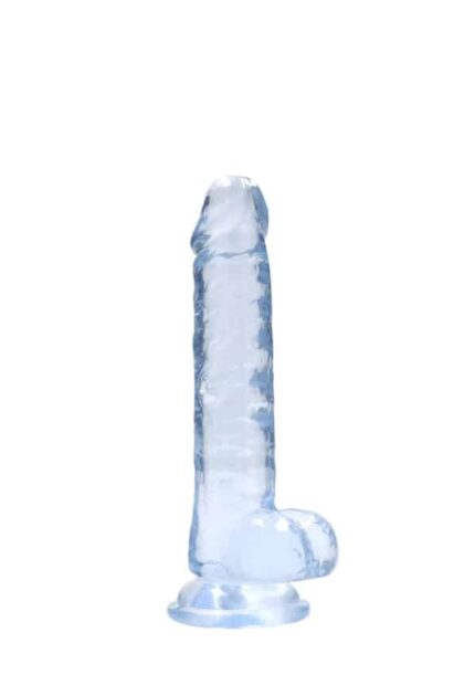 Realrock – Crystal Clear – Realistisk Dildo med Pung – Blå - 17 cm