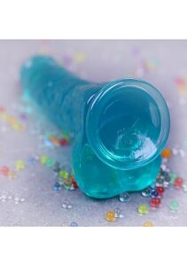 Realrock – Crystal Clear – Dildo med pung og sugekopp – Grønn - 21 cm