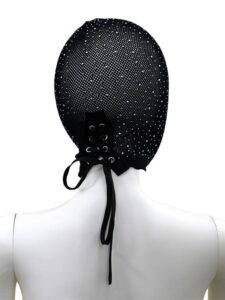 Lace Hood Shiny Diamonds - Maske med Stener - Sort - Bilde 4