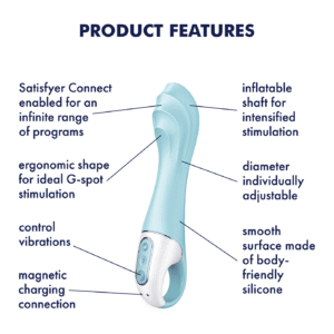 Satisfyer - Pump vibrator 5+ Connect App - Oppblåsbar G-punkts vibrator Blå