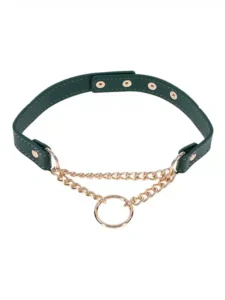 Sex and Mischief - Grønn Collar med Gulldetaljer