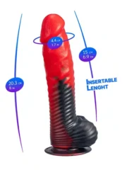 Silexd Fantasy - Devil Dildo - Liquid Silicone - Rød og Sort - Bilde 4
