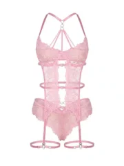 Gnist Undertøy - Blondesett med Stropper og Hjertedetaljer - Rosa - Bilde 4