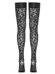 Cottelli Legwear - Limited Edition - Hold Up Strømper Med Leopardmønster - Bilde 4