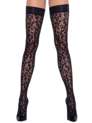 Cottelli Legwear - Limited Edition - Hold Up Strømper Med Leopardmønster