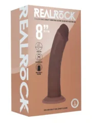 Realrock - Dual Density Vibrator Dildo med Sugekopp - 8"/20,3cm - Brun - Bilde 2